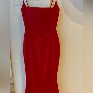 House of CB Olivette Red Rose Satin Corset Dress